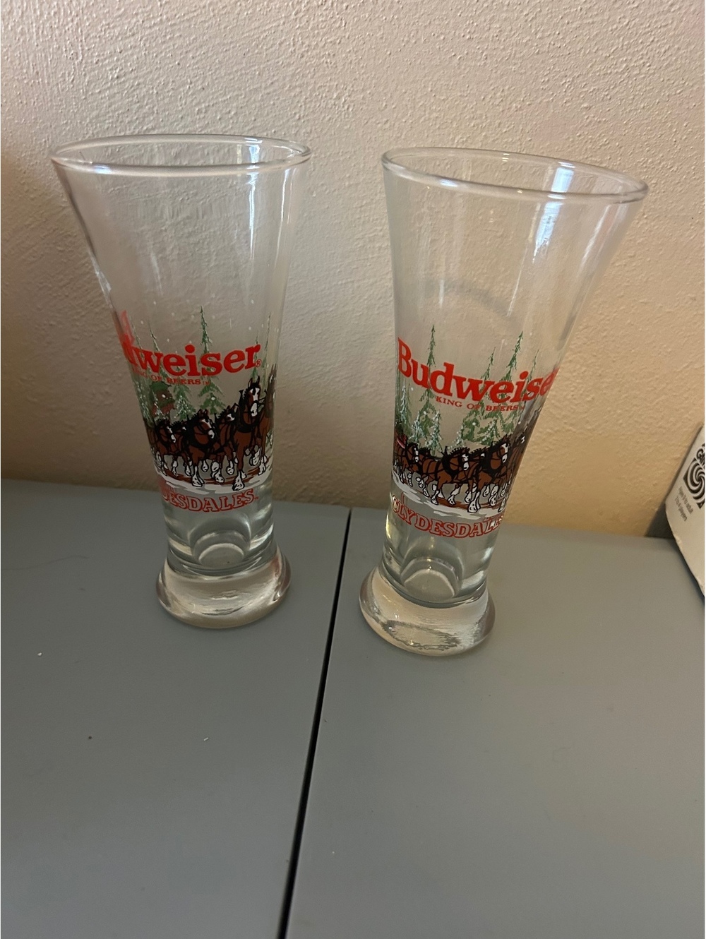 Set of 2 1989 Budweiser beer glasses